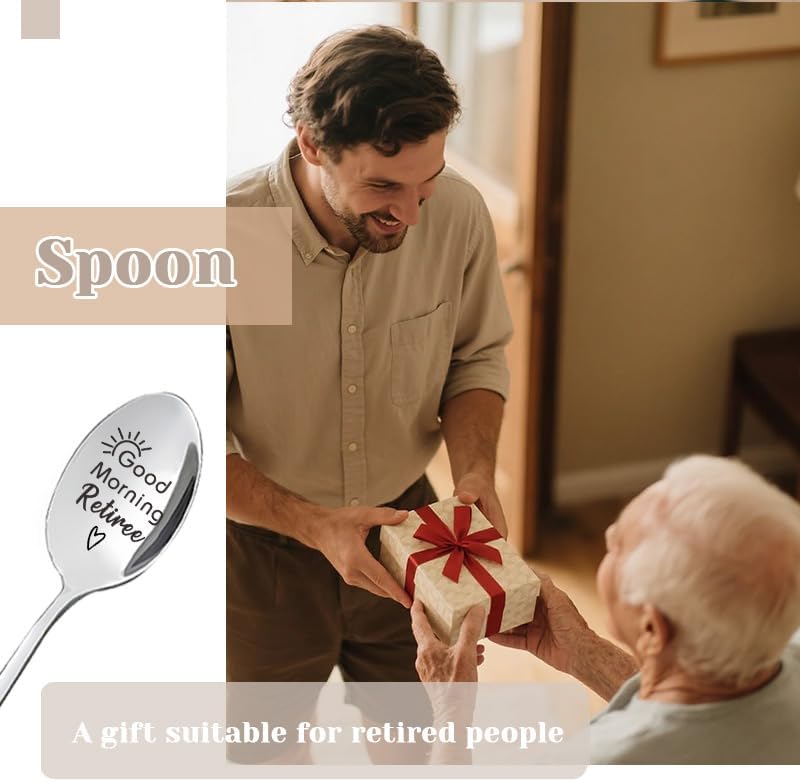 Borhmty Retiree Retirement Gifts for Women Men Teacher Nurse Manager Good Morning Retiree Spoon Going Away Gifts for Coworkers Workmate Inspirational Gift for Retirees Mom Dad Stainless Steel Spoons - Image 5
